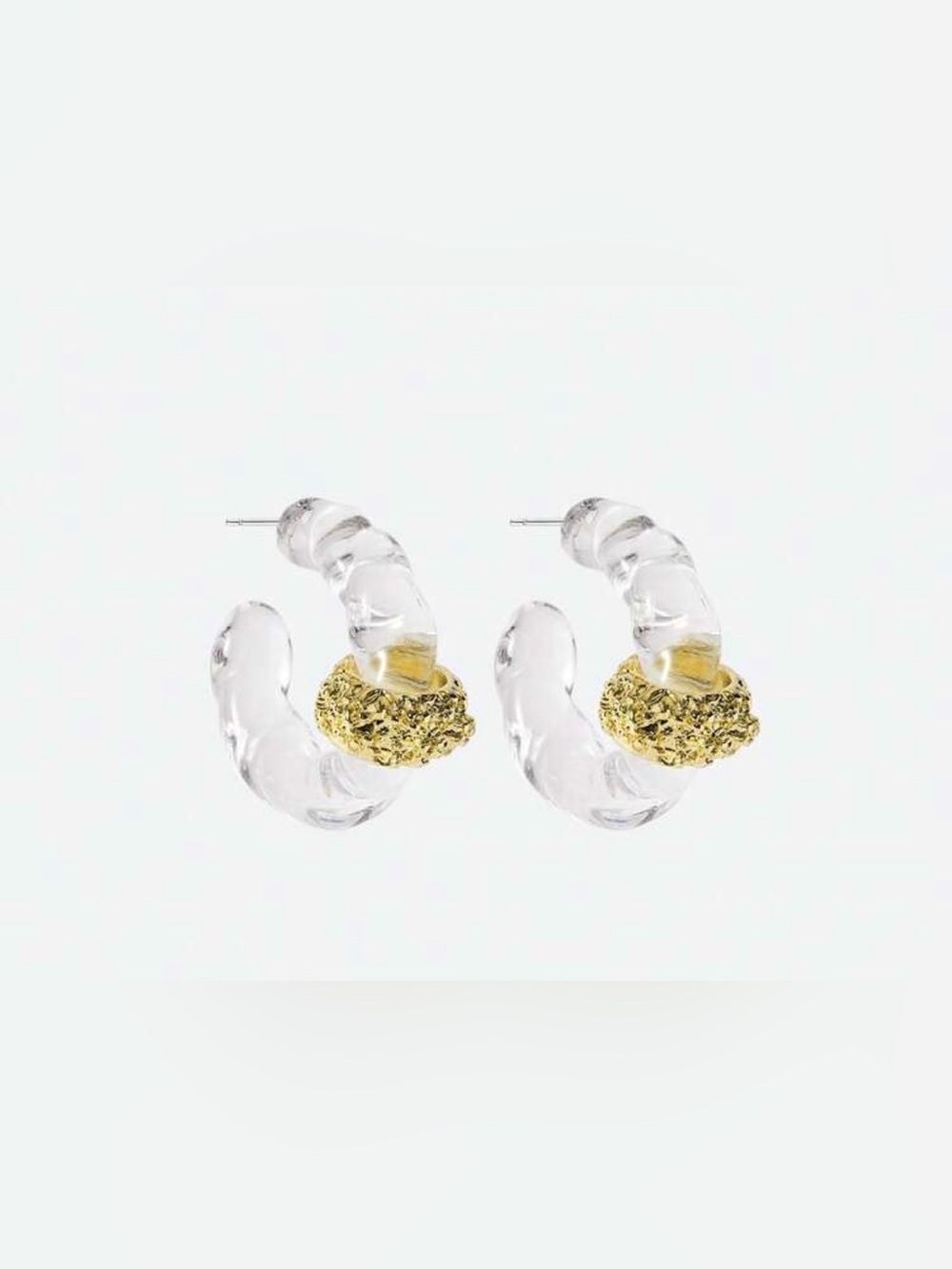 Clear Acrylic Hoop Earrings with Gold Accent